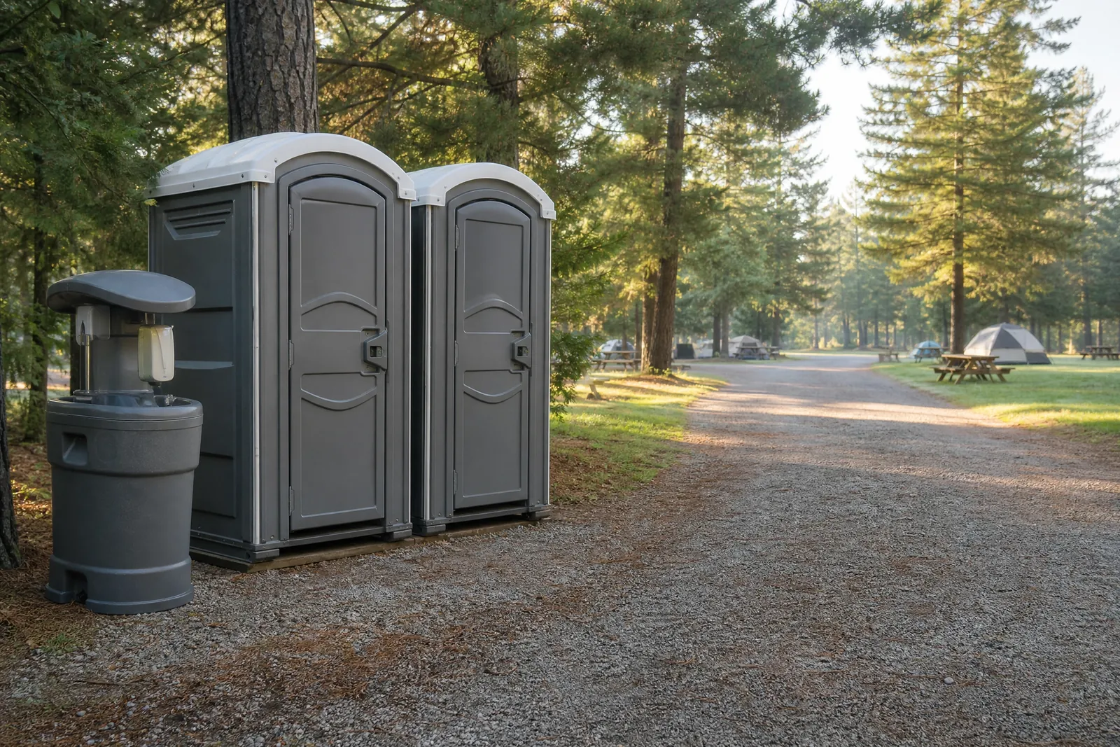 Restroom trailer rentals portable sanitation setup